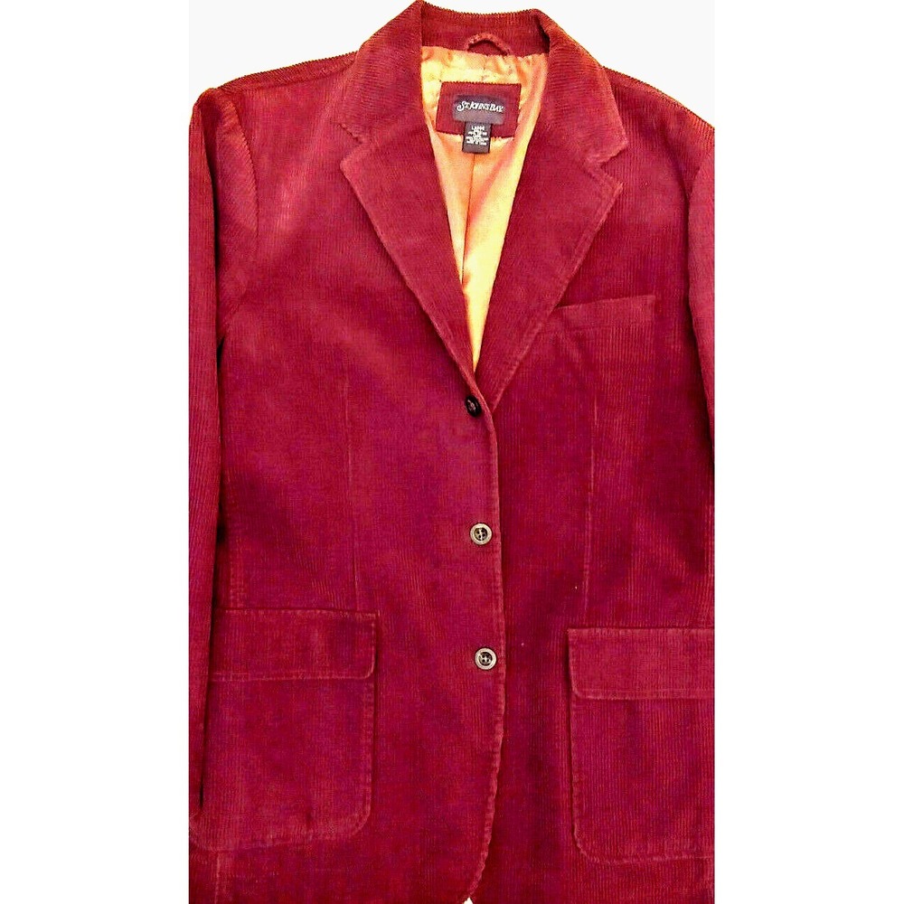 ST Johns Bay Men's Size L Brown Blazer Button Pocket Corduroy Sports Jacket - Picture 1 of 5